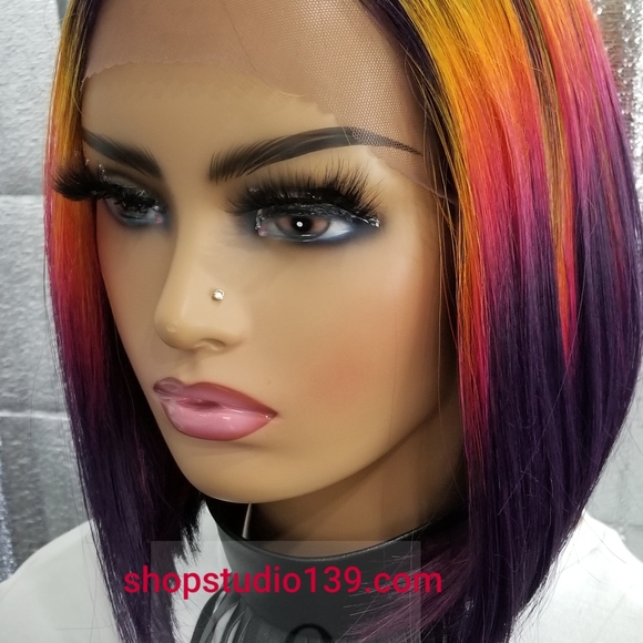 Human hair orange ombre lace front Bob wig - Picture 4 of 5